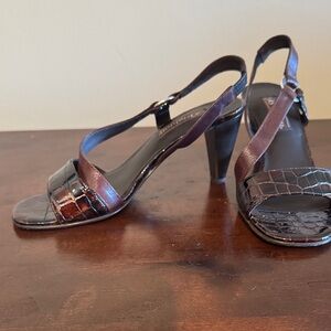 Brighton Dark Brown Croc-Embossed Heels